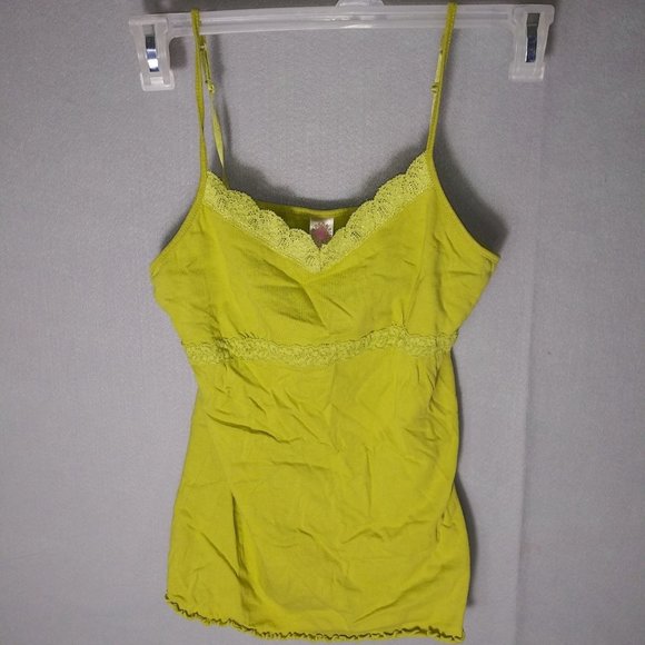 Personal Identity Tops - Personal Identity Green Lace Collar Strap Tank Top Camisole Size L